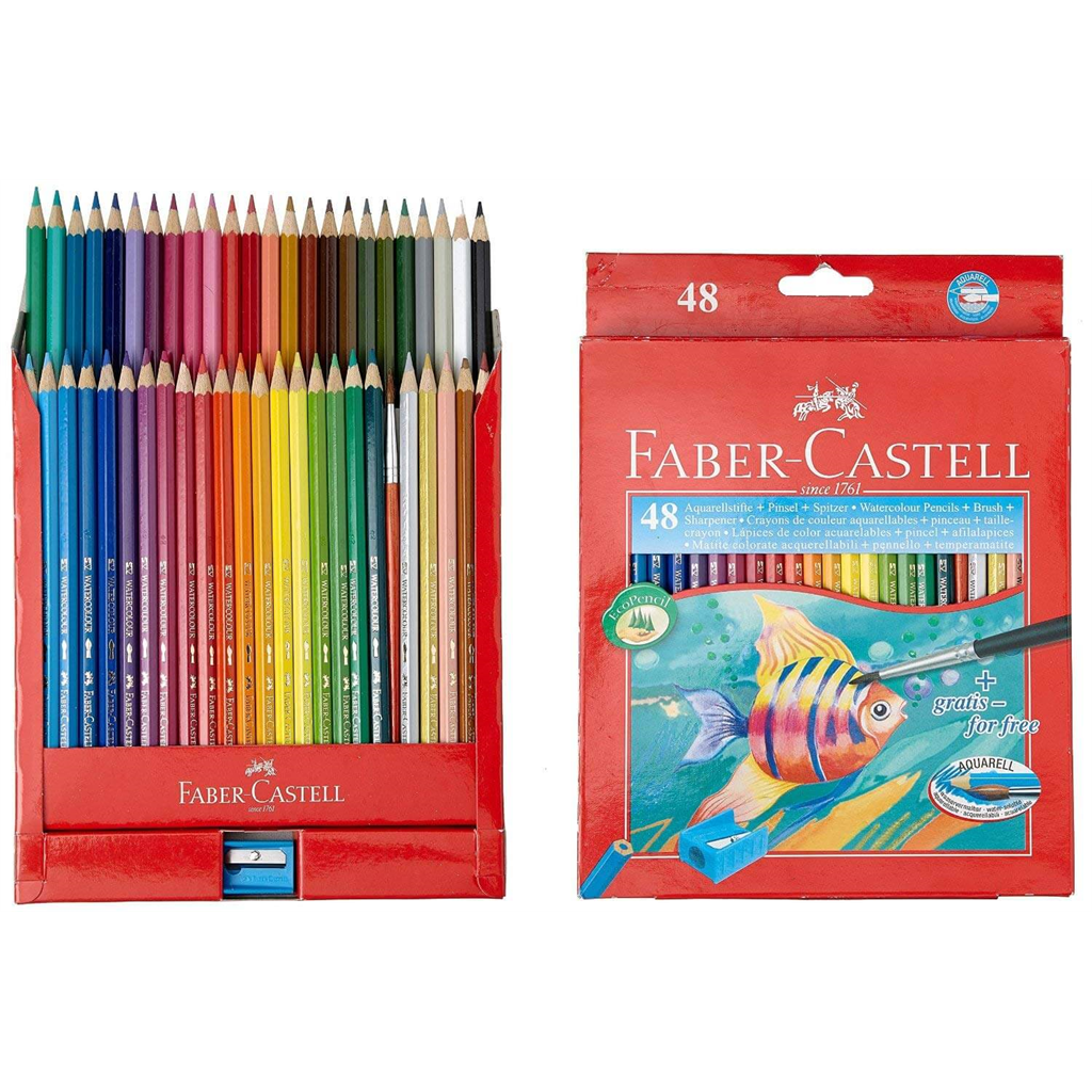 Faber Castell Water Soluble Color Pencils set of 48 Colors - Water ...